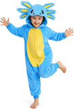 Kids Axolotl Costume for Girls & Boys - 3D Hooded Salamander Jumpsuit Costume for Halloween Party