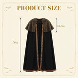 Viking Fur Cloak for Adults, Black Cape with Shoulder Trim