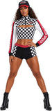 3 PCS Womens Race Car Driver Costume Checkered Racing Girl Set