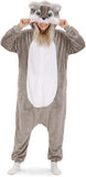 Adult Gray Squirrel Onesie Costume - 3D Hooded Animal One-Piece Pajama for Halloween Men Women