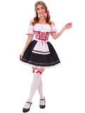 3 PCS Oktoberfest Dirndl Dress for Women, Red Gingham Bavarian Beer Girl Costume Halloween Costume