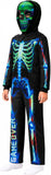 Kids Game Over Skeleton Halloween Costume, Boys Skeleton Hooded Jumpsuit Outfit with Mask