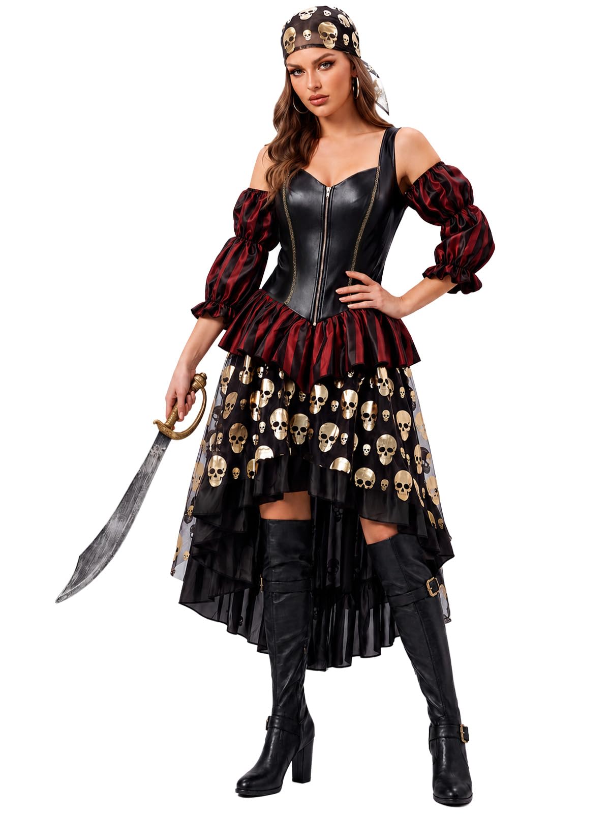 Womens Pirate Costume, Halloween Pirate Dress for Women