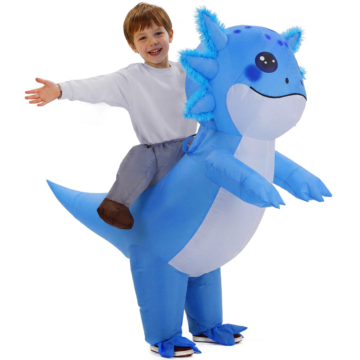 Inflatable Axolotl Costume Kids, Funny Ride-on Blow Up Outfit