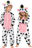 Kids Cow Costume for Girls & Boys - 3D Hooded Animal Jumpsuit Costume for Halloween Party