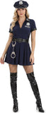 Police Officer Costume for Women, 5 PCS Flirty Navy Blue V-Neck Cop Uniform Dress Set, Halloween Cosplay Outfits