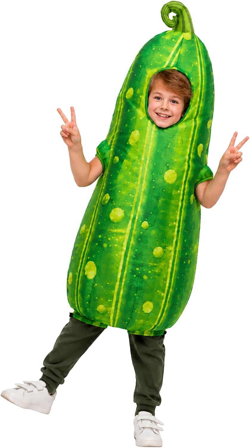 Inflatable Cucumber Costume for Kids, Funny Blow Up Costumes for Halloween Cosplay Parties