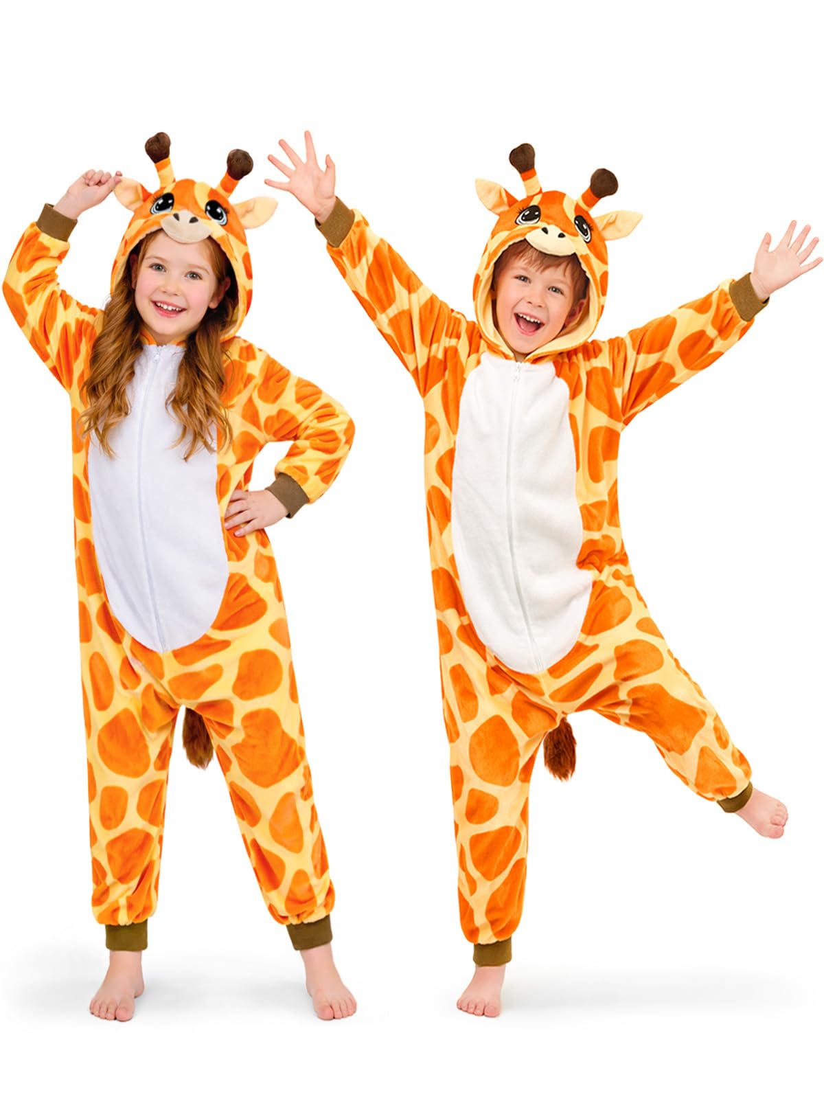 Kids Giraffe Costume for Girls & Boys - 3D Hooded Animal Jumpsuit Costume for Halloween Party