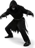 Grim Reaper Costume for Men - Hooded Black Robe with Chains & Light-Up Skull Mask for Halloween Party