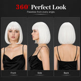 Short Pure White Bob Wig with Bangs for Women