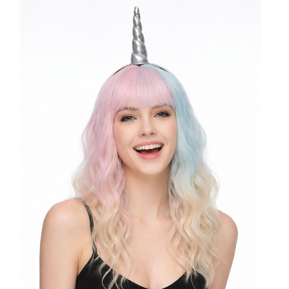 Unicorn Wig with Horn Headband, Halloween Rainbow Costume Set