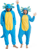 Adult Axolotl Onesie Costume - 3D Hooded Animal One-Piece Pajama for Halloween Men Women