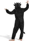 Adult Night Dragon Onesie Costume - 3D Hooded Animal One-Piece Pajama for Halloween Men Women