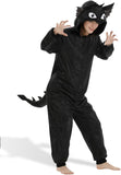 Adult Night Dragon Onesie Costume - 3D Hooded Animal One-Piece Pajama for Halloween Men Women
