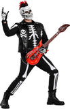 Men's Skeleton Rocker Costume Adult Punk Skull Costume with Accessories for Halloween Cosplay Party