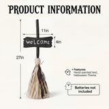 Halloween Animated Witch Broom Decor with Light & Sound Black