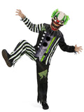 Kids Scary Clown Halloween Costume, Boys Girls Creepy Clown Outfit with Mask