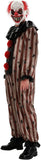 Men's Scary Clown Costume, Vintage Striped Circus Jumpsuit and Mask for Halloween