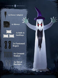 8FT Halloween Inflatable Outdoor Decorations, Blow Up Double-Sided Witch and Ghost with Built-in Bright LEDs, Yard Lawn Garden Party Decor