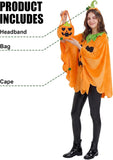 3 Pcs Adult Pumpkin Costume Halloween Velvet Poncho Cape