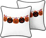 Halloween Pillow Covers 18x18 Set of 2, Pumpkin Garland Cases