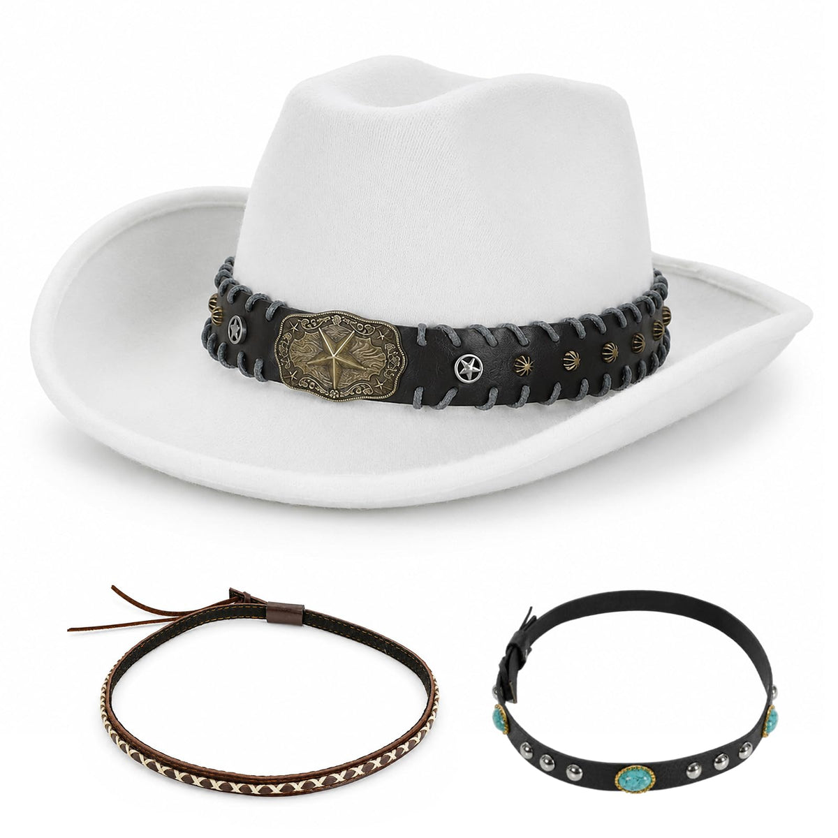 Cowboy Hat with Hat Band for Women Men