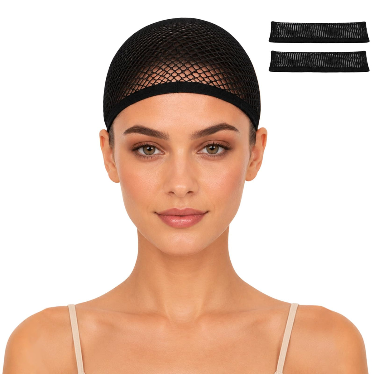 2PCS Black Wig Caps, Breathable Hair Net for Women Non Slip