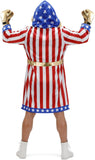 Men's Patriotic Boxing Champion Costume Adult American Flag Boxer Robe Outfit for Halloween Party