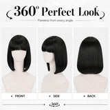 Short Black Bob Wig with Bangs for Women