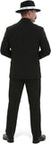 Men's Gangster Costume Adult Black Pinstripe Suit Costume with Accessories for Halloween Cosplay Party