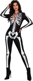 Skeleton Onesie, Skeleton Bodysuit for Women, Halloween Zipper Front Slim Fit Jumpsuit Catsuit