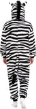 Adult Zebra Onesie Costume - 3D Hooded Animal One-Piece Pajama for Halloween Men Women