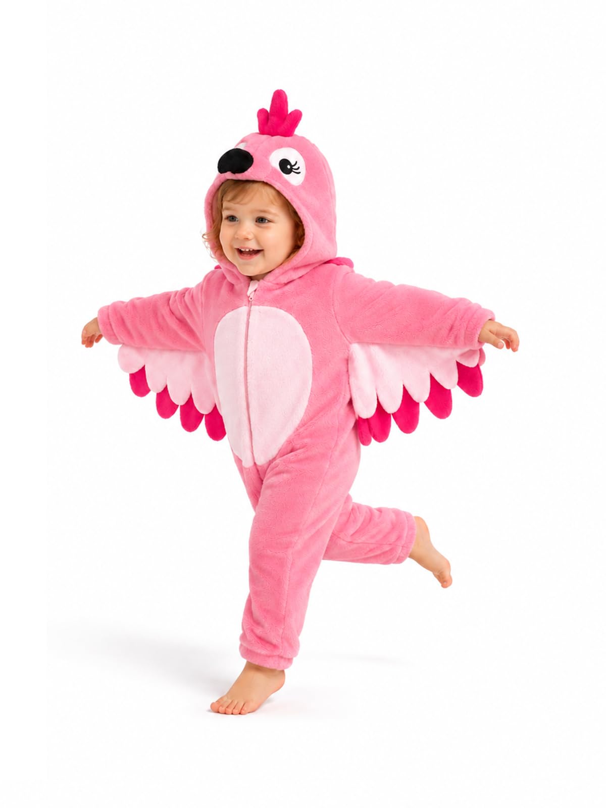 Toddler Flamingo Costume for Girls & Boys - 3D Hooded Animal Jumpsuit for Halloween Party
