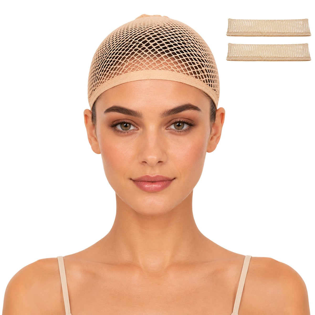 2PCS Brown Wig Caps, Breathable Hair Net for Women Non Slip