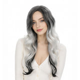 Gray Ombre Wig for Women, Long Wavy Costume Wig