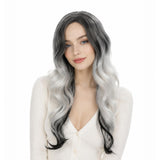 Gray Ombre Wig for Women, Long Wavy Costume Wig