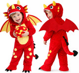 Toddler Dinosaur Costume, 3D Hooded Animal Jumpsuit for Halloween, 2-4T