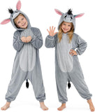 Kids Donkey Costume for Girls & Boys - 3D Hooded Animal Jumpsuit Costume for Halloween Party