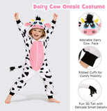Kids Cow Costume for Girls & Boys - 3D Hooded Animal Jumpsuit Costume for Halloween Party