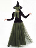 Witch Costume for Women, 3 PCS Classic Gothic Dress, Elegant Fairytale Halloween Cosplay Outfit