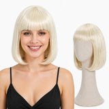 Short Blonde Bob Wig with Bangs for Women