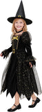 3PCS Witch Costume for Girls, Halloween Dress Costumes | Girls velvet dress up set with pointed hat and choker necklace for toddlers kids outfits