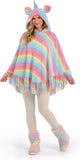 Unicorn Poncho for Adults, Rainbow Hooded Cape Women | Luminous fringe wearable blanket cloak for women one size halloween costume adult