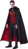 Men's Victorian Gothic Vampire Costume, Halloween Dress-Up Outfit with Cape and Accessories