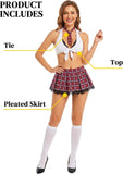 Women 3 PCS Plaid Roleplay Schoolgirl Costume Set