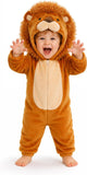 Toddler Cute Lion Costume for Girls & Boys - 3D Hooded Animal Jumpsuit for Halloween Party