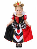 Queen of Hearts Costume Girls, Halloween Costumes for Girls | Girls red black royal dress set with crown headband for toddlers kids party outfits