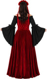 Renaissance Festival Costumes for Women, 4 PCS Medieval Dress Set