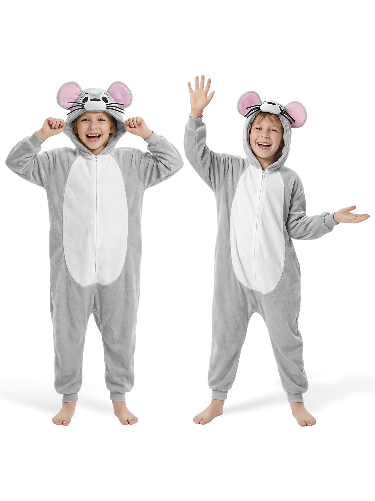Kids Mouse Costume for Girls & Boys - 3D Hooded Jumpsuit Costume Set for Halloween Party