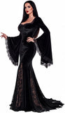 Vampire Costume Women, Gothic Black Long Dress, Mermaid Fishtail Gown, Witch Cosplay Maxi Dress